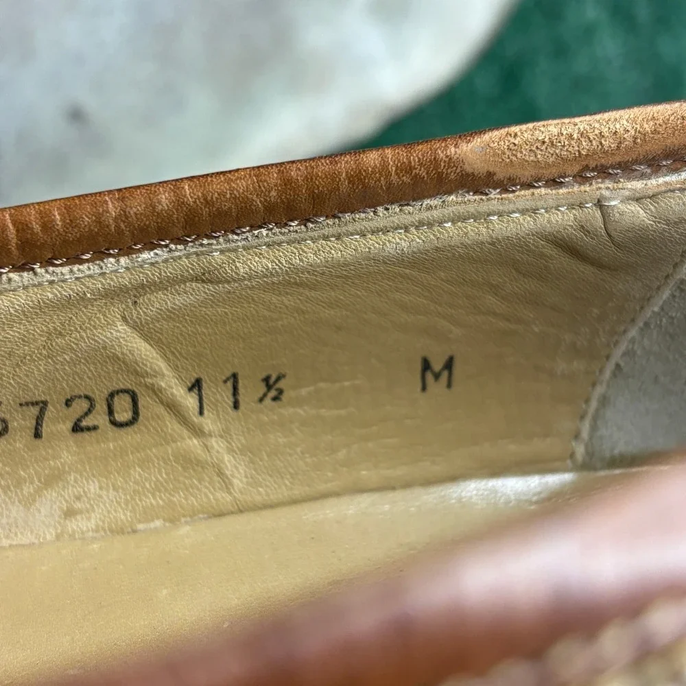 Johnston & Murphy‎ Cellini Woven Leather Penny Loafers Dress Shoes Tan Mens 11.5